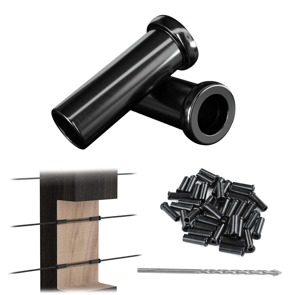 Black Stainless Steel Cable Railing Kit Hardware for 1/8 Wire Rope Wood Posts T316 Marine Grade L93818