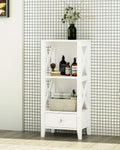 White 3-Shelf Bathroom Storage Tower with Single Drawers H534