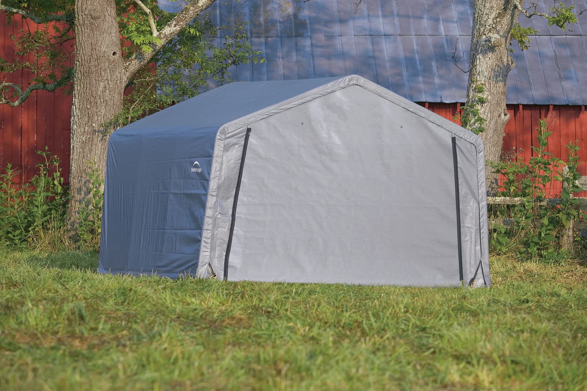 12-12-8 Peak Style Storage Shed Grey Cover I529