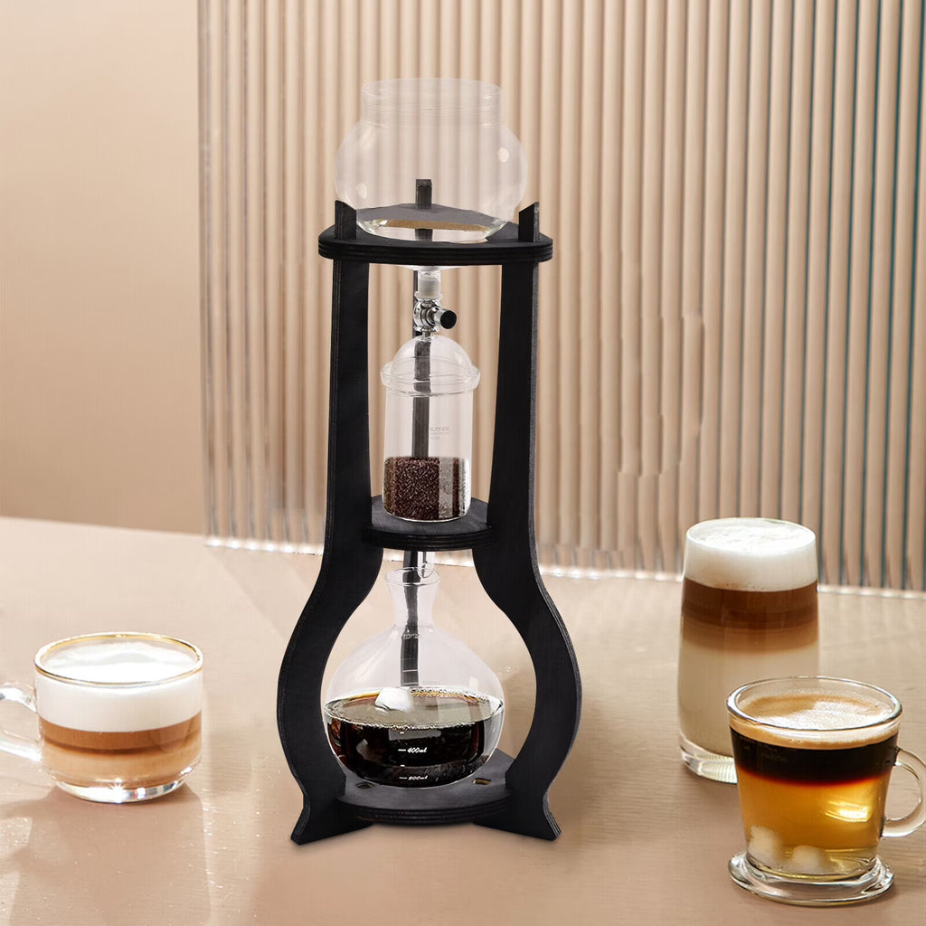 600ml Retro Manual Coffee Dripper Cold Brew Drip Tower Coffee Maker 6-8 Cup Gray W975