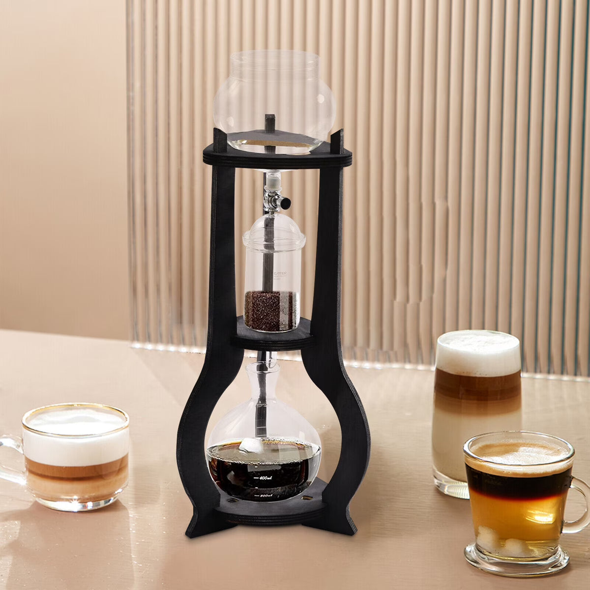 600ml Retro Manual Coffee Dripper Cold Brew Drip Tower Coffee Maker 6-8 Cup Gray W975