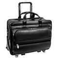 Black Leather 17 Detachable Wheeled Laptop Case I4613