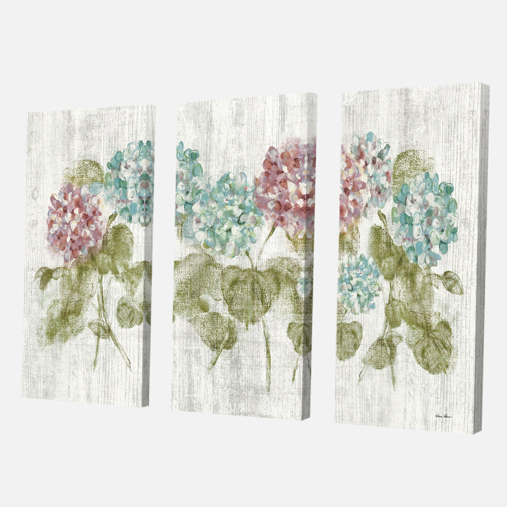 Red and Blue Vibrant Hydrangea Flowers Canvas Artwork Print 3 Panels A544822