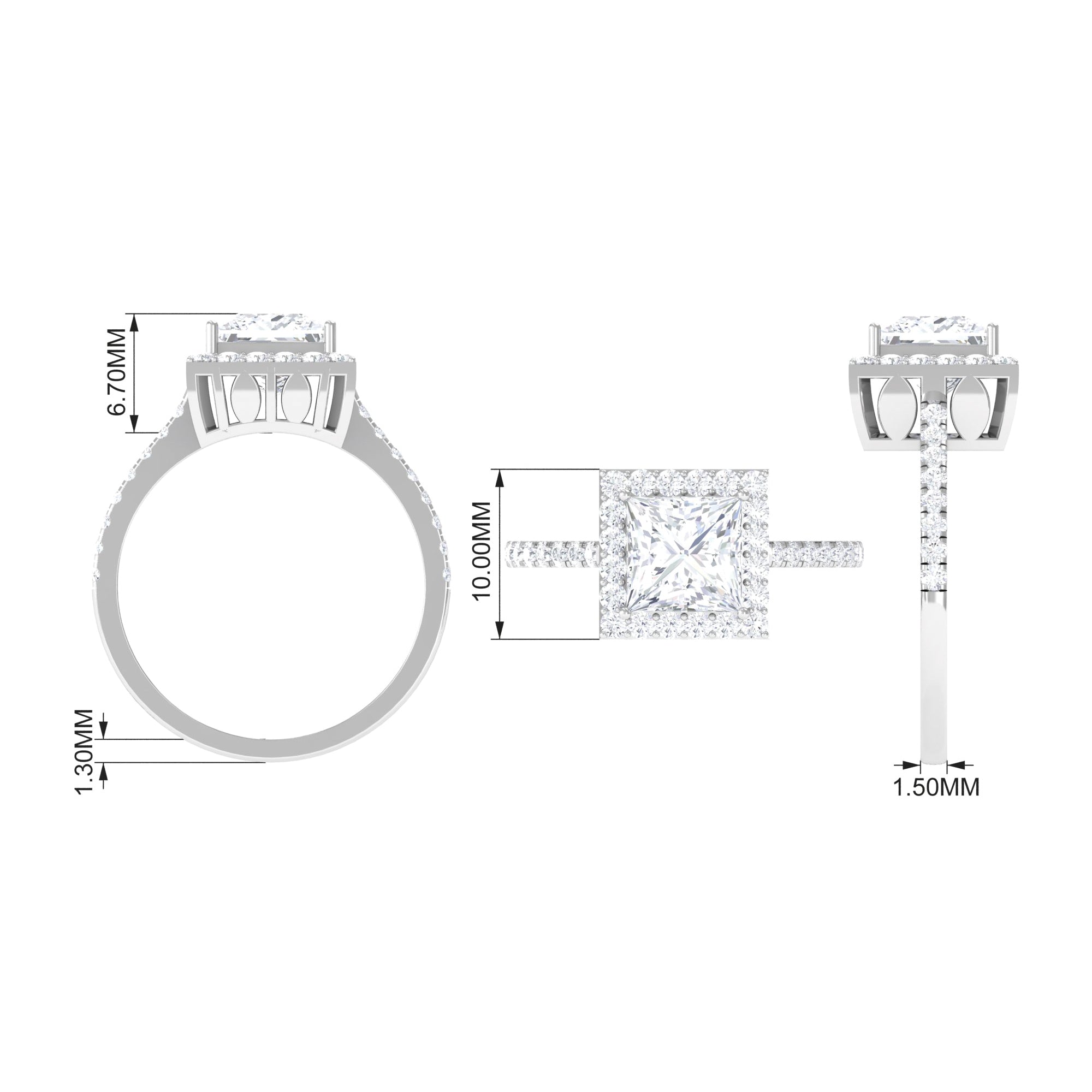 14K White Gold Moissanite Engagement Ring US 9.00 N93743