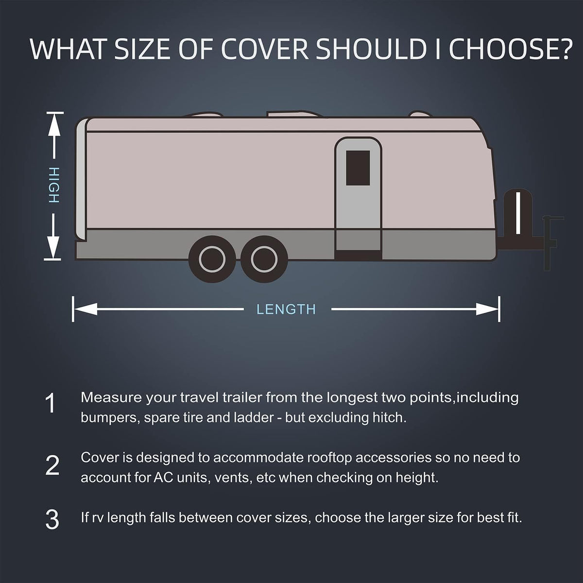 Heavy Duty 6 Layers Windproof Waterproof Camper RV Cover with 4 Tire Covers and 2 Tongue Jack Cover R1534