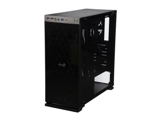 Black Tempered Glass Compact ATX Mid-Tower Computer Case F32183