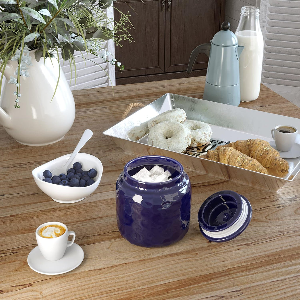 Royal Blue Ceramic Airtight Kitchen Canister with Lid D462