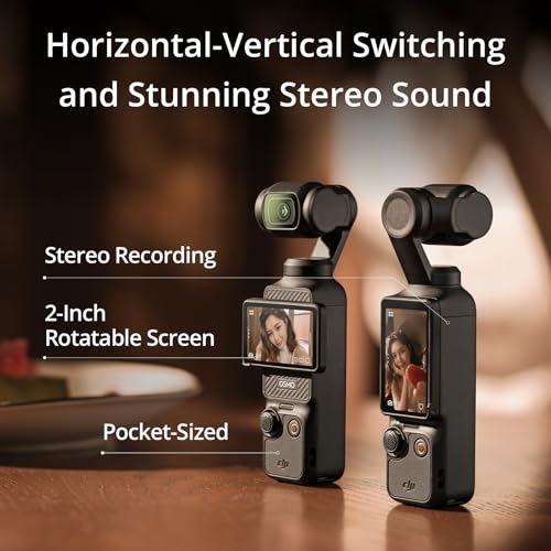 Vlogging Camera with 1'' CMOS & 4K/120fps Video, 3-Axis Stabilization, 2" Rotatable Touchscreen J81740