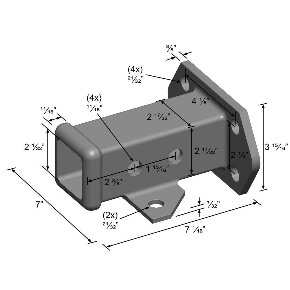 Bolt-On Receiver Tube - 2", Black T62984