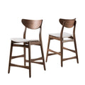 Light Beige/Walnut Finish Fabric Counter Chairs (Set of 2) U187887