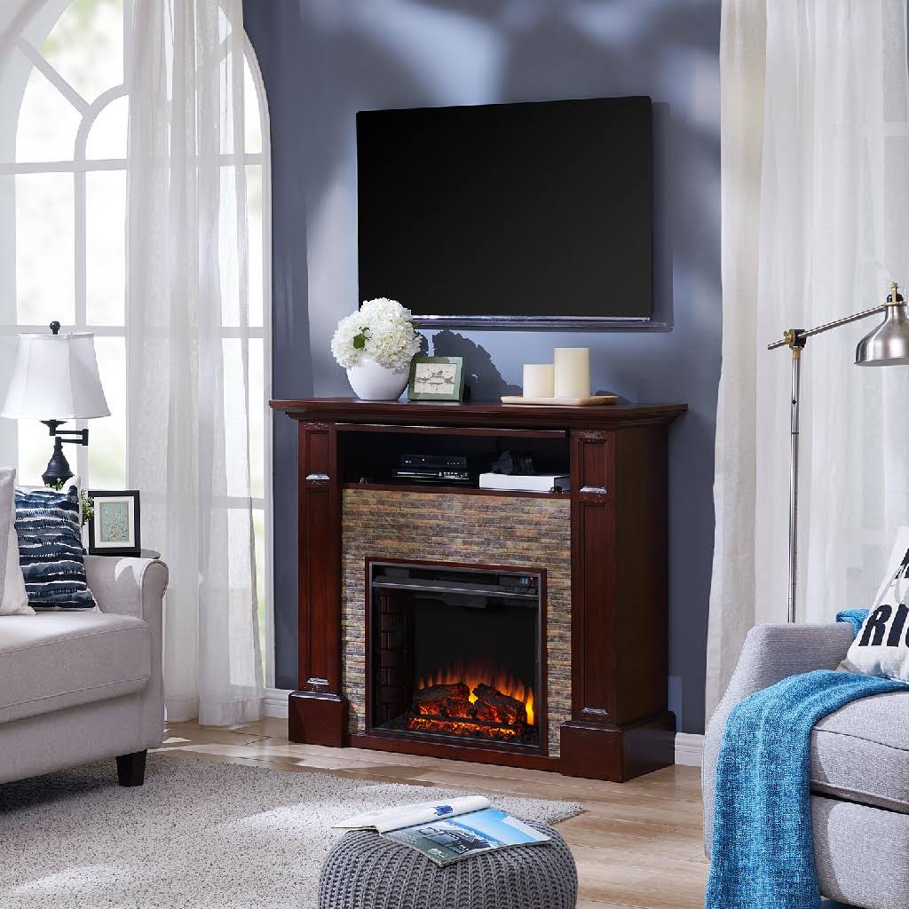 Faux Stone Media Fireplace L817