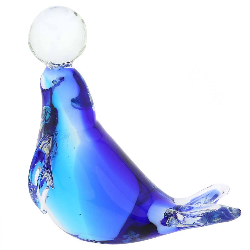 Aqua Blue Murano Glass Seal B3418