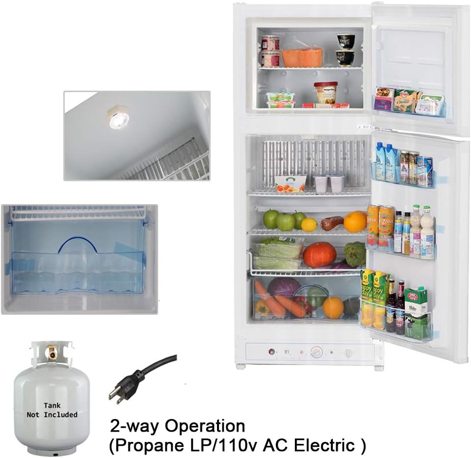 Propane Refrigerator with Freezer, 6.1 Cu.ft, White N996159