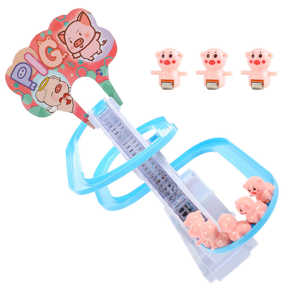 Small Piggy Sliding Toys Electric Piggy Climbing Stairs Tracks Slide Toy F944