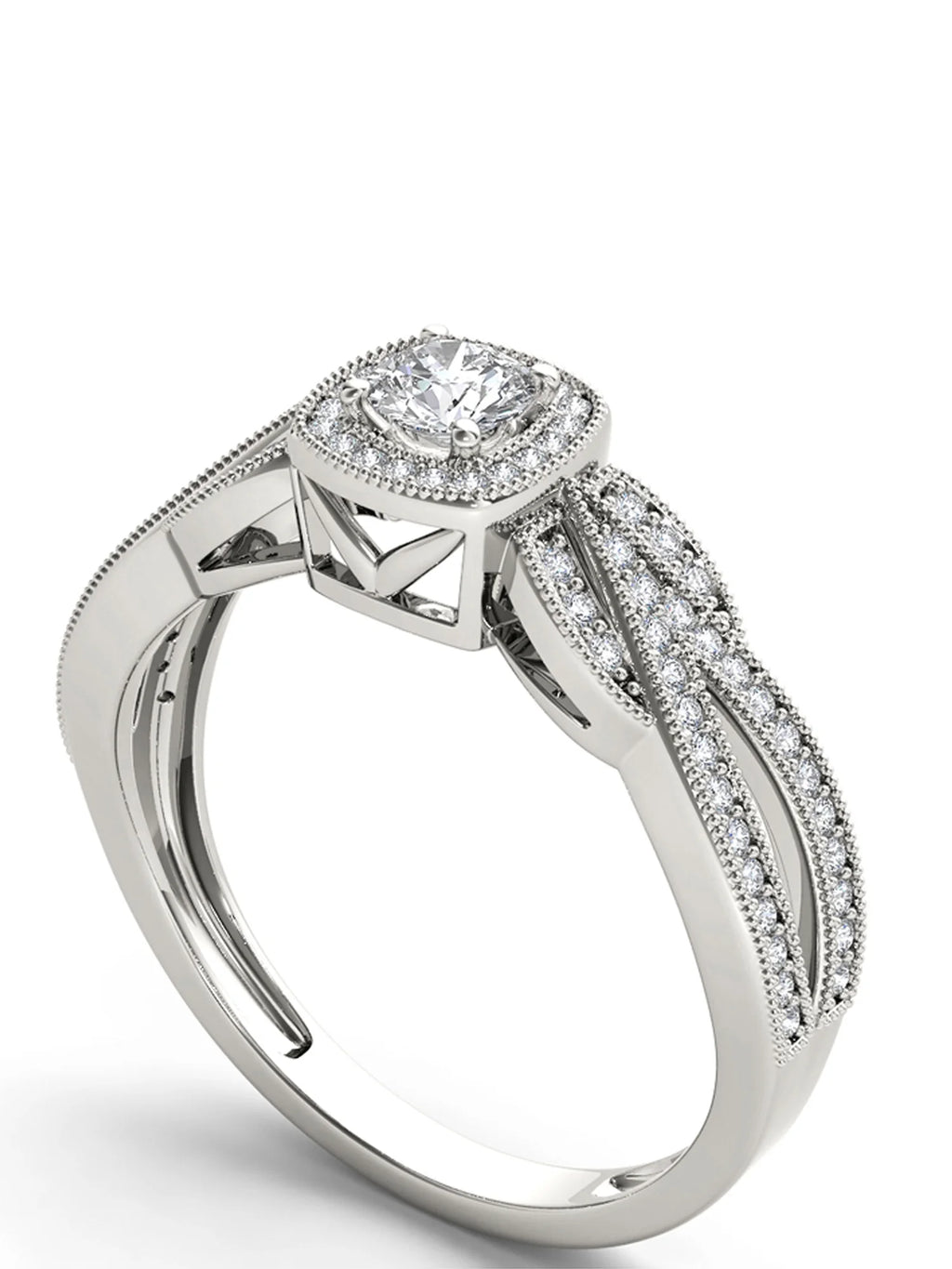 10k White Gold Halo Engagement Ring L684747