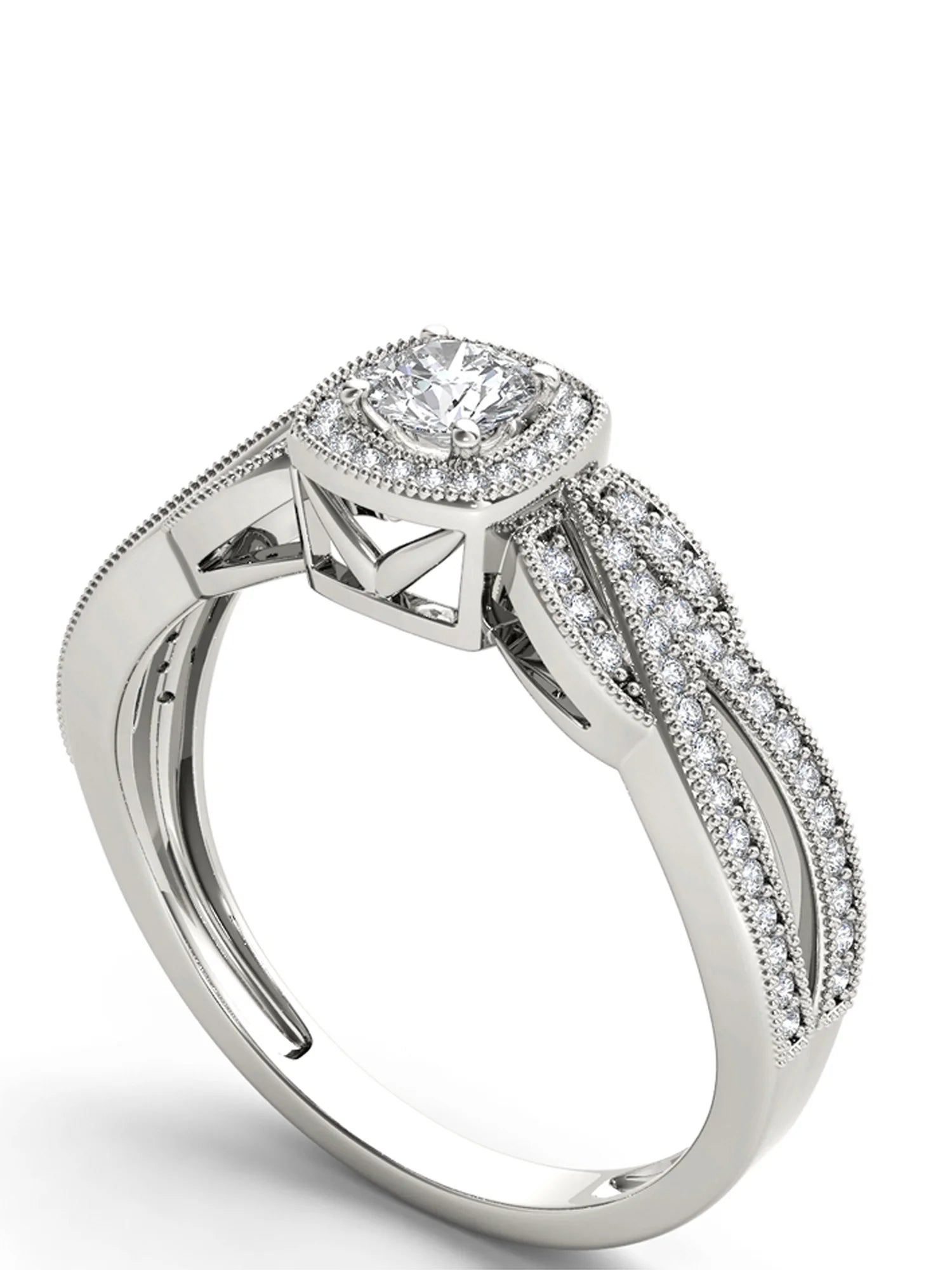 10k White Gold Halo Engagement Ring L684747