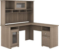 L Shaped Computer Desk with Hutch, 60W, Ash Gray K585813