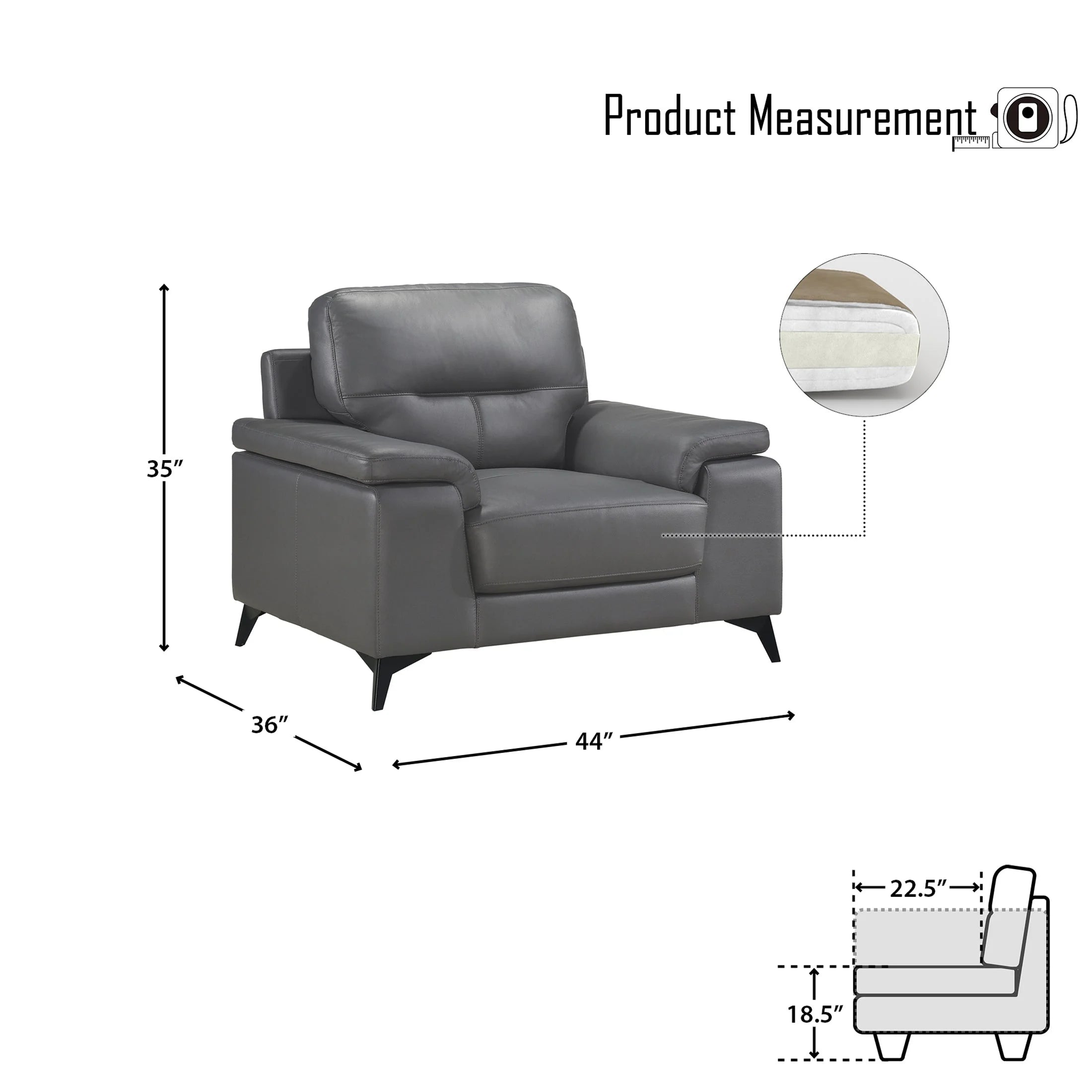 Dark Gray Leather Upholstered Chair K622775
