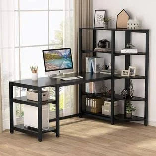 Modern Computer Desk with 5 Tier Storage Shelves X908