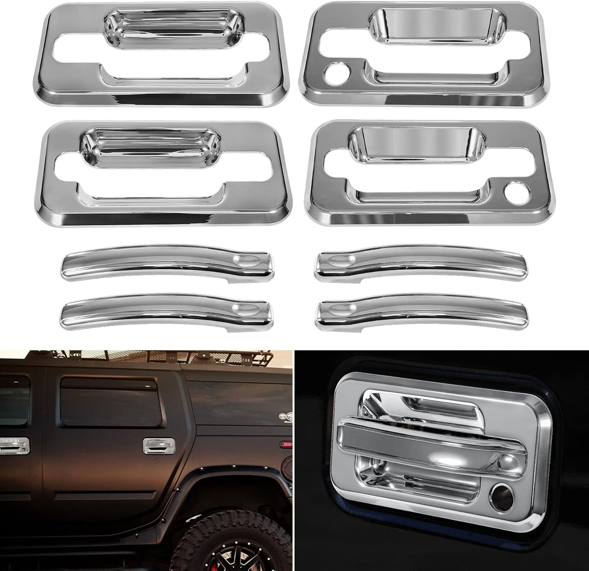 Chrome Door Handle Cover Trims Bezel with Key Hole Pack of 2 C6540