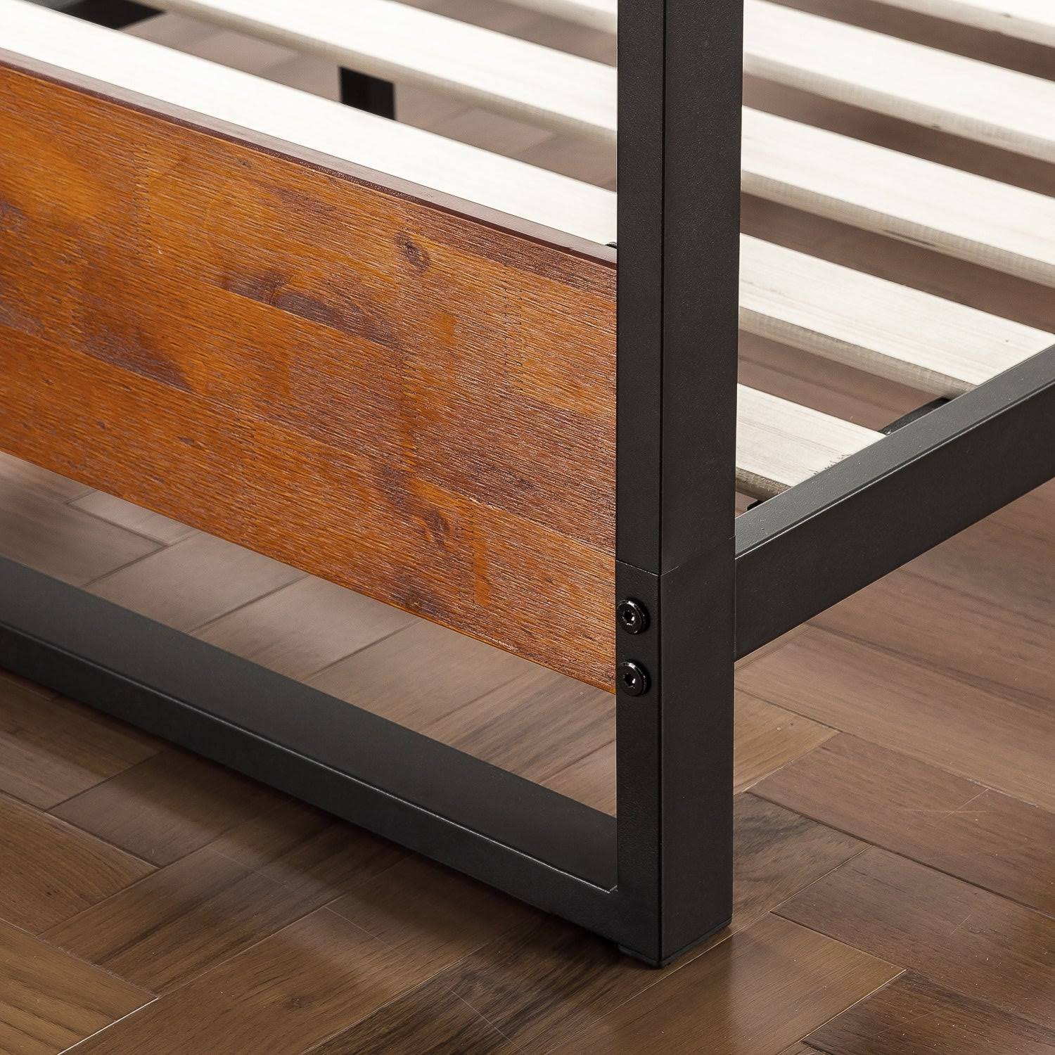 Twin Metal and Wood Platform Bed with Headboard and Footboard A81244