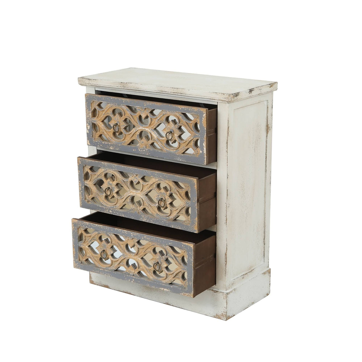 Rustic White and Natural Wood Accent Chest C4188