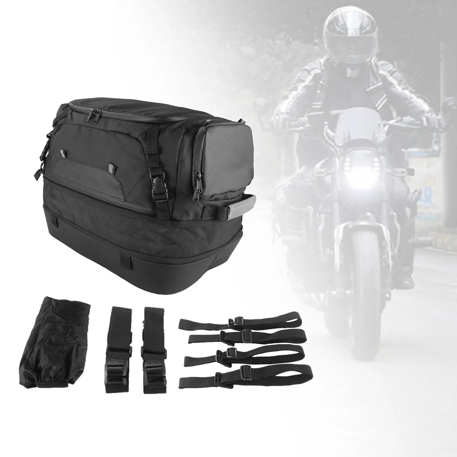 Black Waterproof Motorcycle Tail Bag R272365