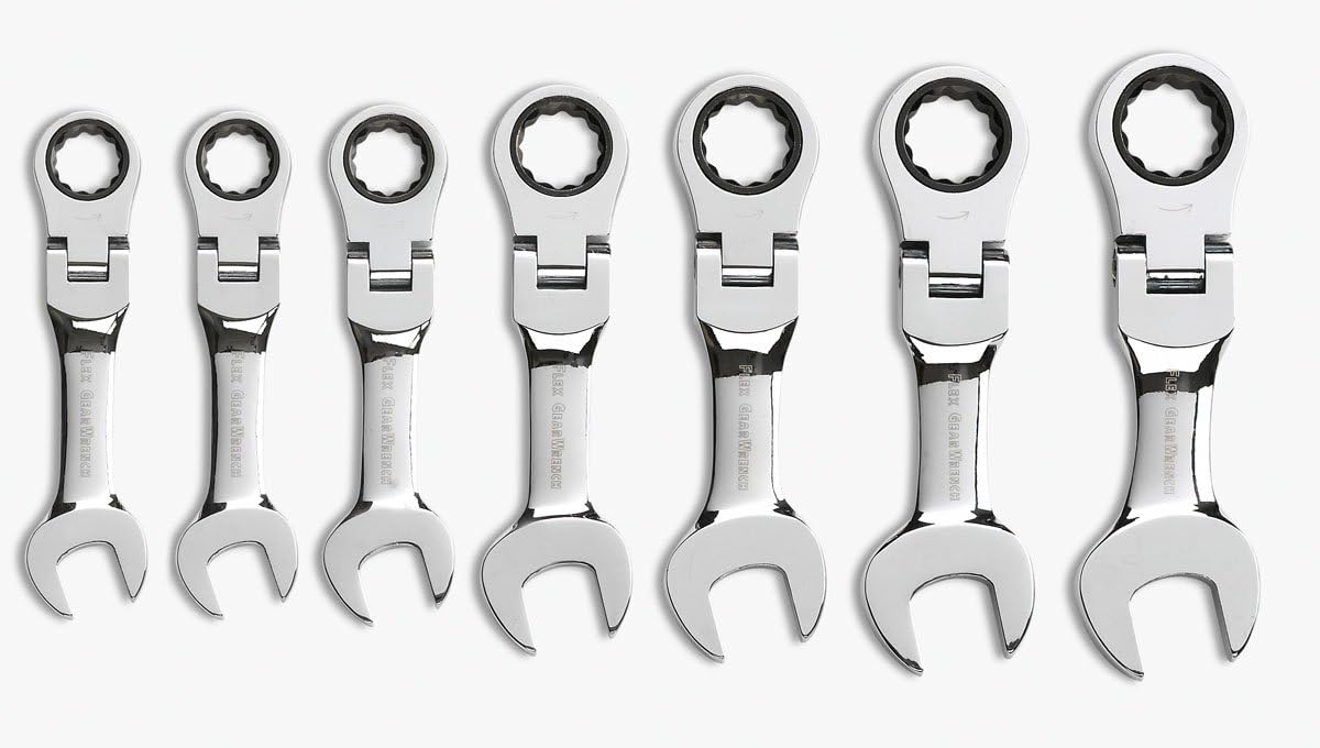 7 Pc. Stubby Flex Head Ratcheting Combination Wrench Set N855330