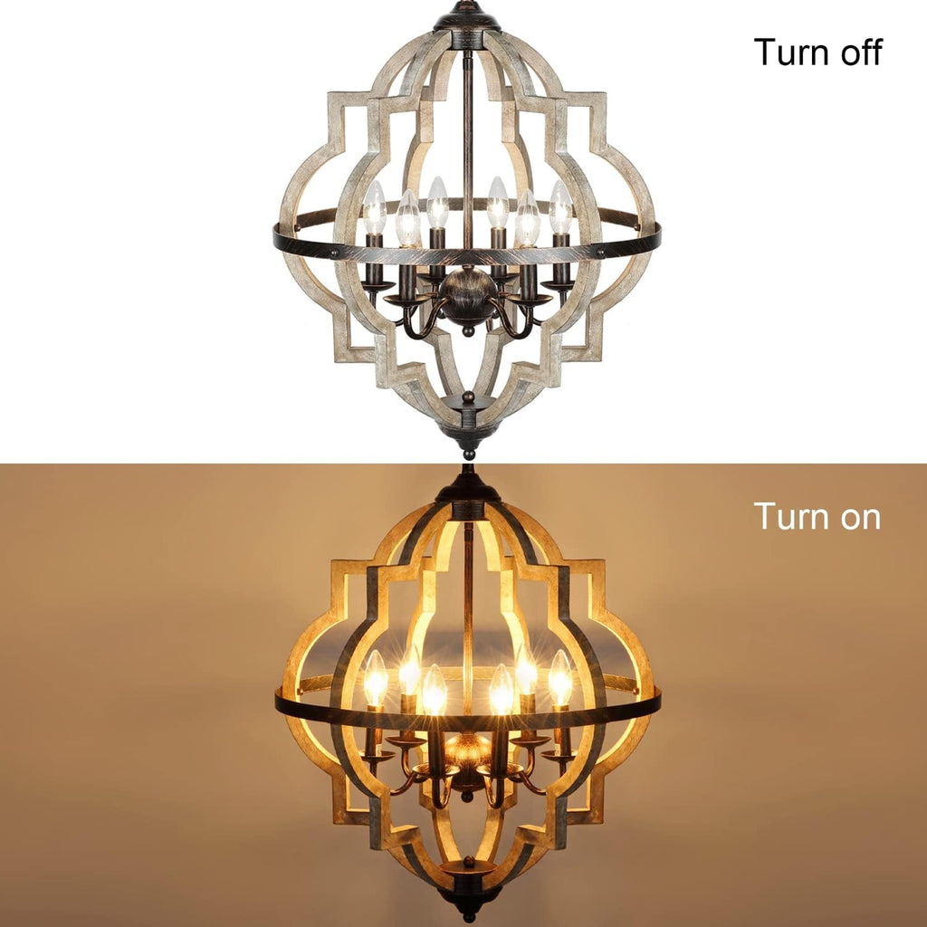6 Light Farmhouse Chandelier with Globe Light Fixture Y469751