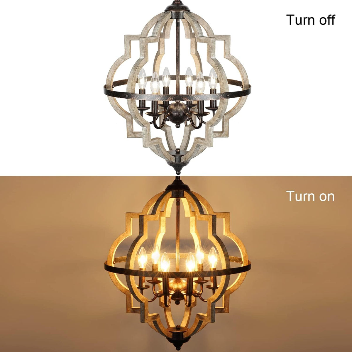 6 Light Farmhouse Chandelier with Globe Light Fixture Y469751