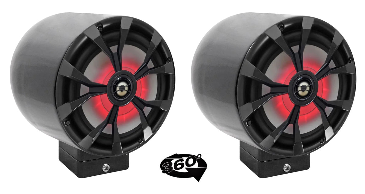 8" LED 900w 360° Swivel Black Aluminum Boat Speakers G849