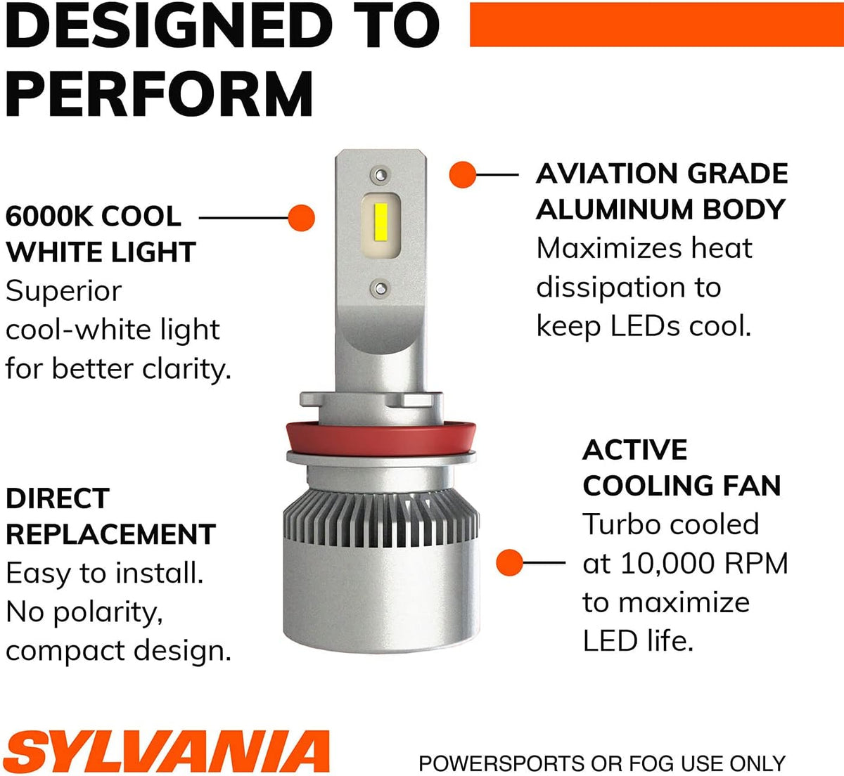 H11 LED Powersport Headlight Bulbs 2 Pack C135