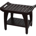Teak Shower Bench with Shelf and Handles in Brown Finish W838773