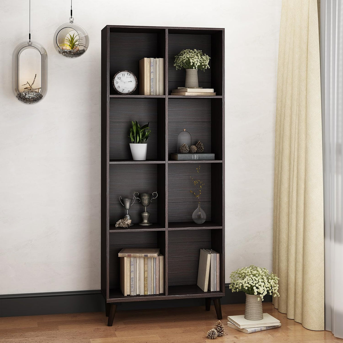 Mid-Century Faux Wood Bookcase E1825
