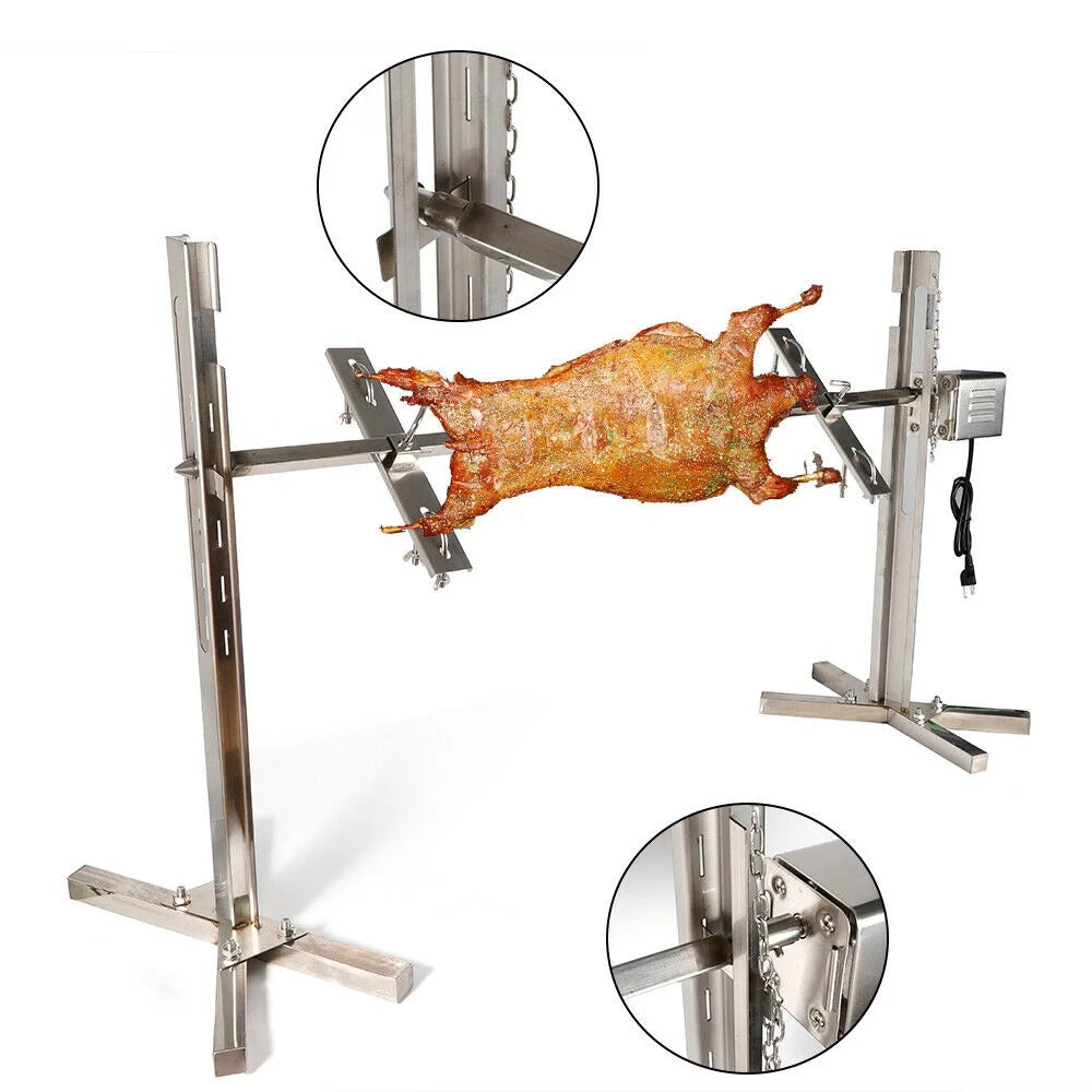 53" Stainless Grill BBQ Rotisserie Roaster Outdoor Cooking Support Rod + Motor S600570