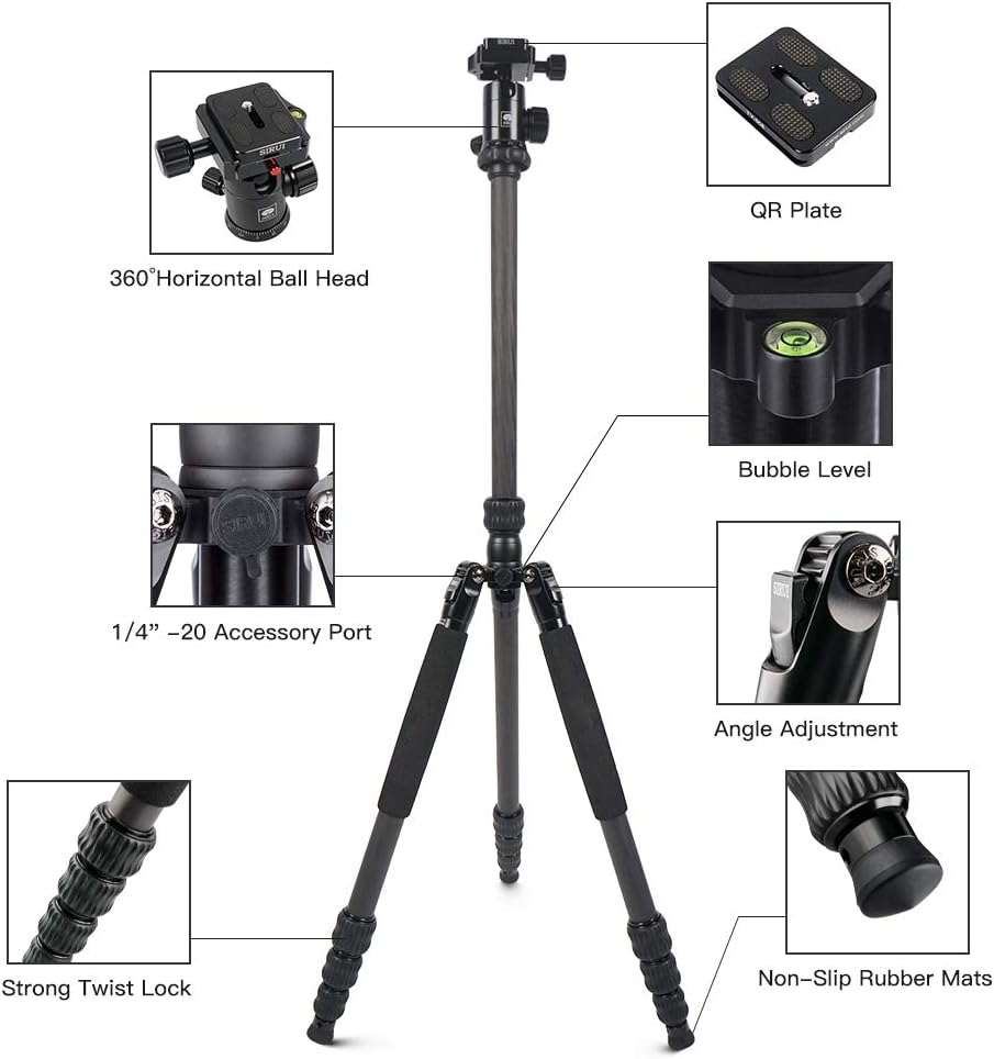 Carbon Fiber Camera Tripod with Ball Head and Quick Release Plate I713986
