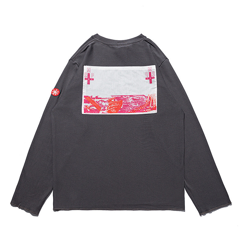 Cav Empt Wax-Dyed Letter Embroidered Washed Long Sleeve Crewneck Tee
