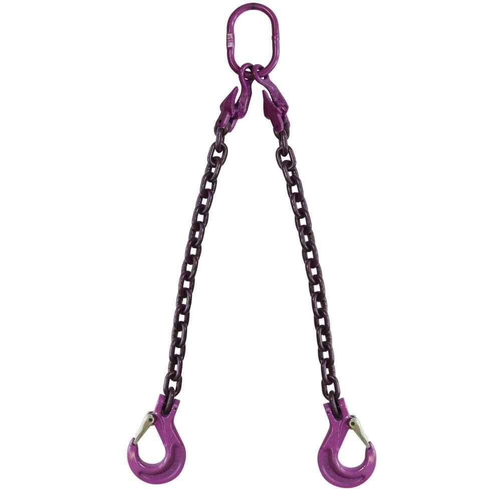 9/32x22 x 20& Adjustable 2 Leg Chain Sling with Sling Hooks Grade 100 R696372