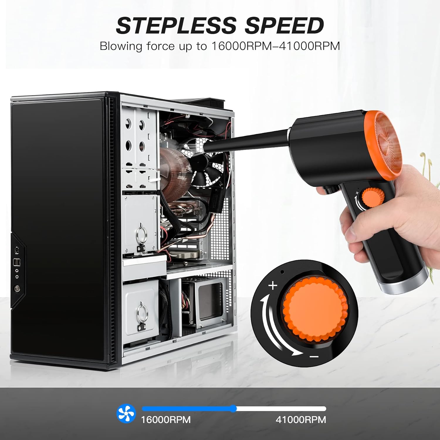 Cordless Air Blower Replaces Compressed Gas Cans, 41000 RPM, 6000mAh Rechargeable Battery W753855
