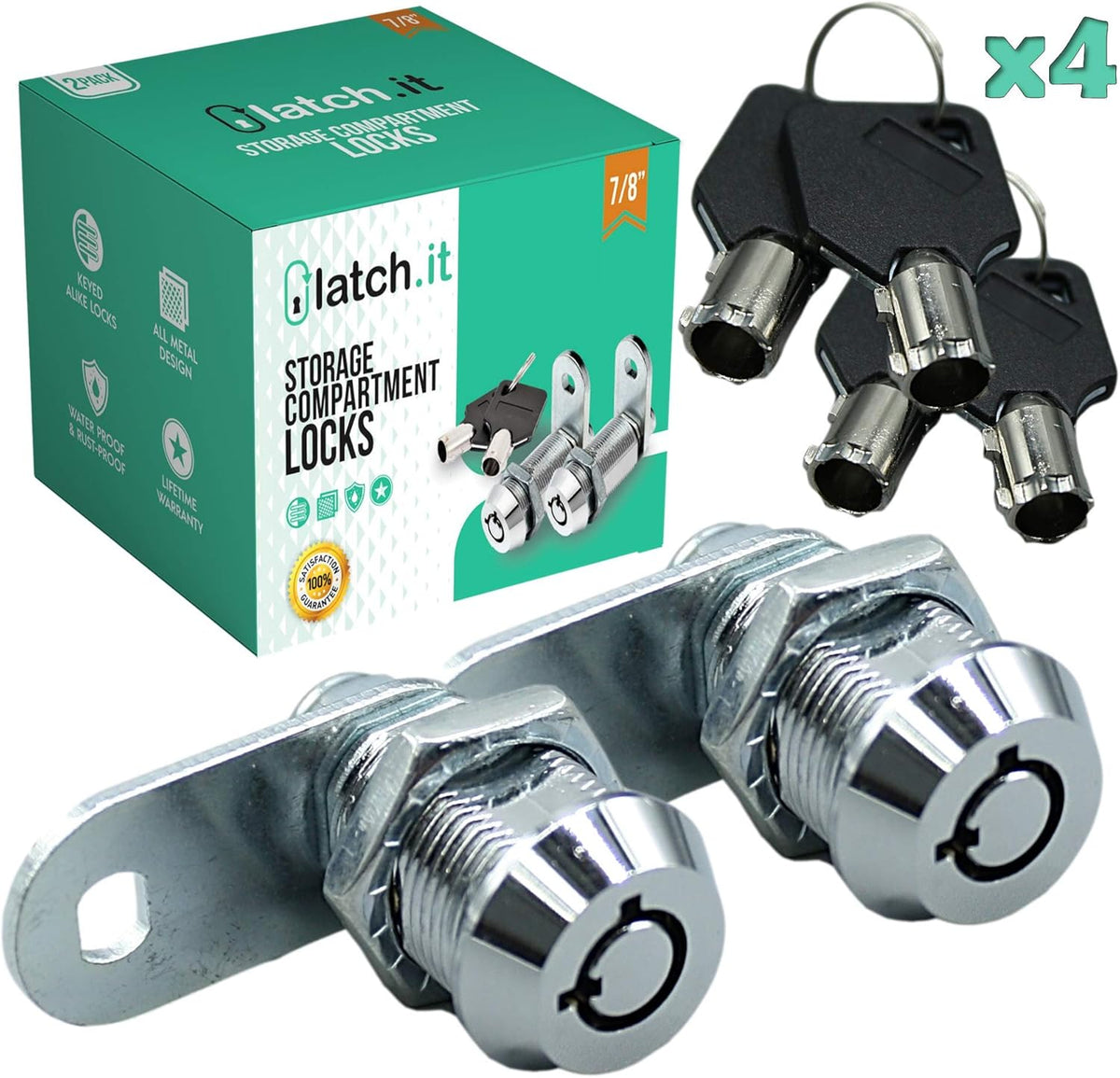 10-Pack 100% Metal RV Cam Locks with 20 Keys D664