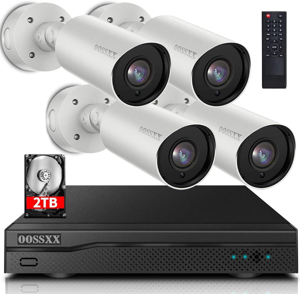 AI Detected POE Security Camera Systems, 8 Channel Outdoor Surveillance Video System, 4pcs IP67 Waterproof Cameras with Audio, 2TB H848844