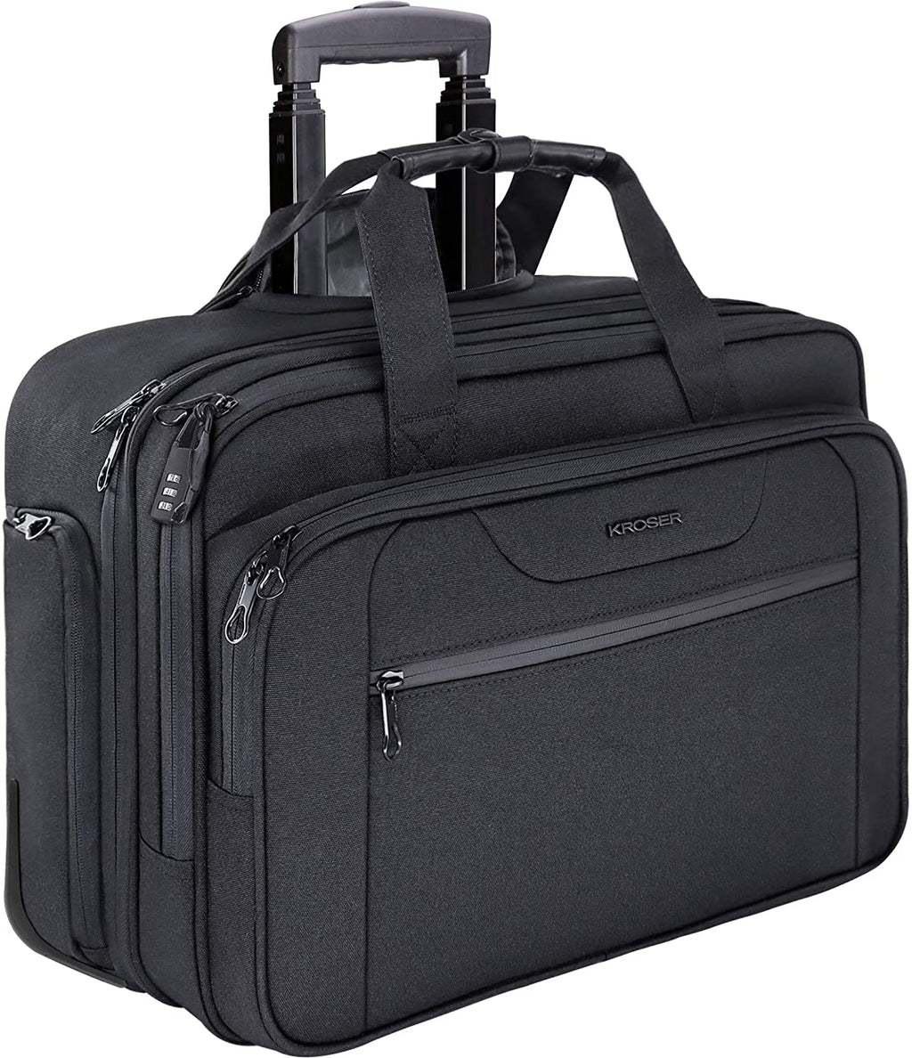 Rolling Laptop Bag Briefcase for 17.3" Laptop, Black T235