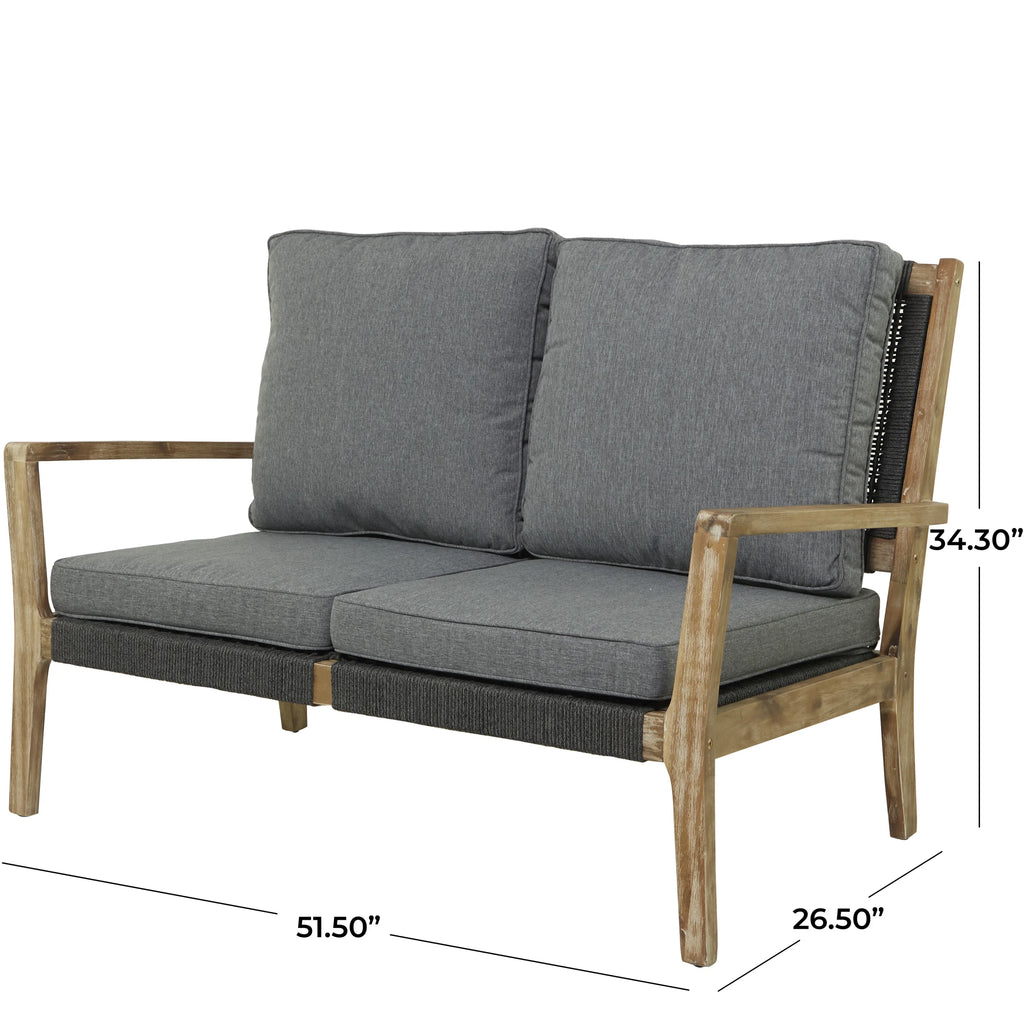 Dark Gray Wood Outdoor Sofa with Cushions E308