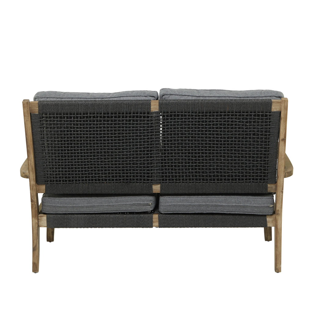 Dark Gray Wood Outdoor Sofa with Cushions E308