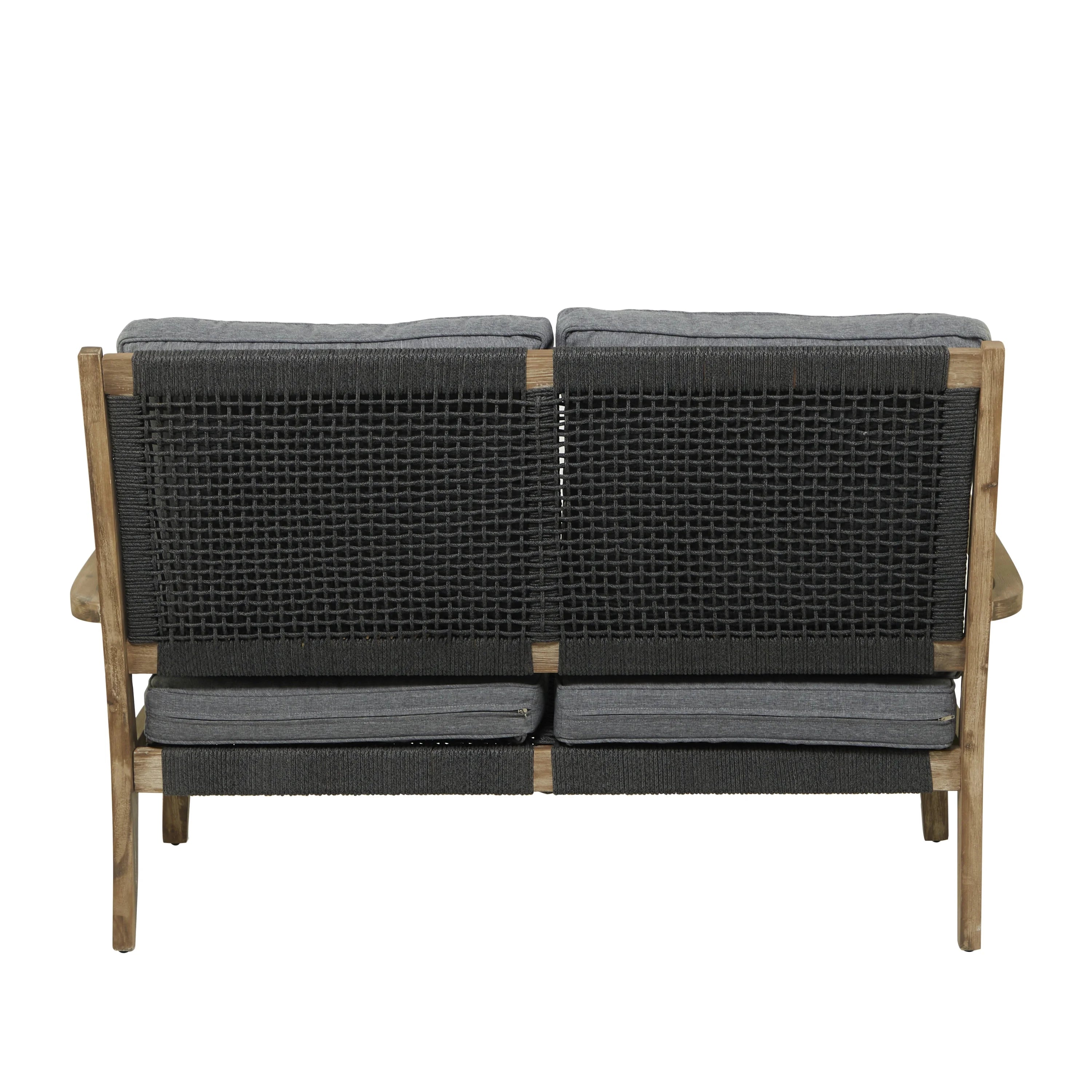 Dark Gray Wood Outdoor Sofa with Cushions E308