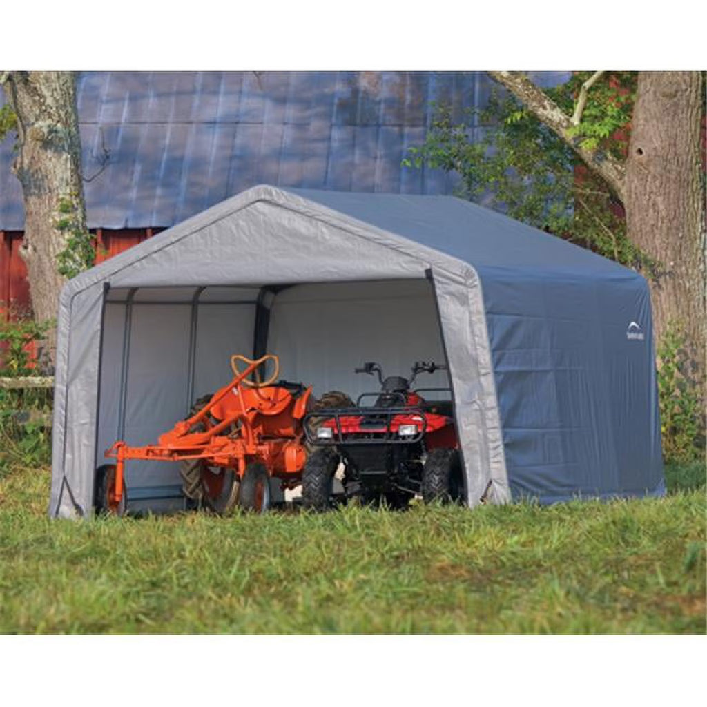 12-12-8 Peak Style Storage Shed Grey Cover I529