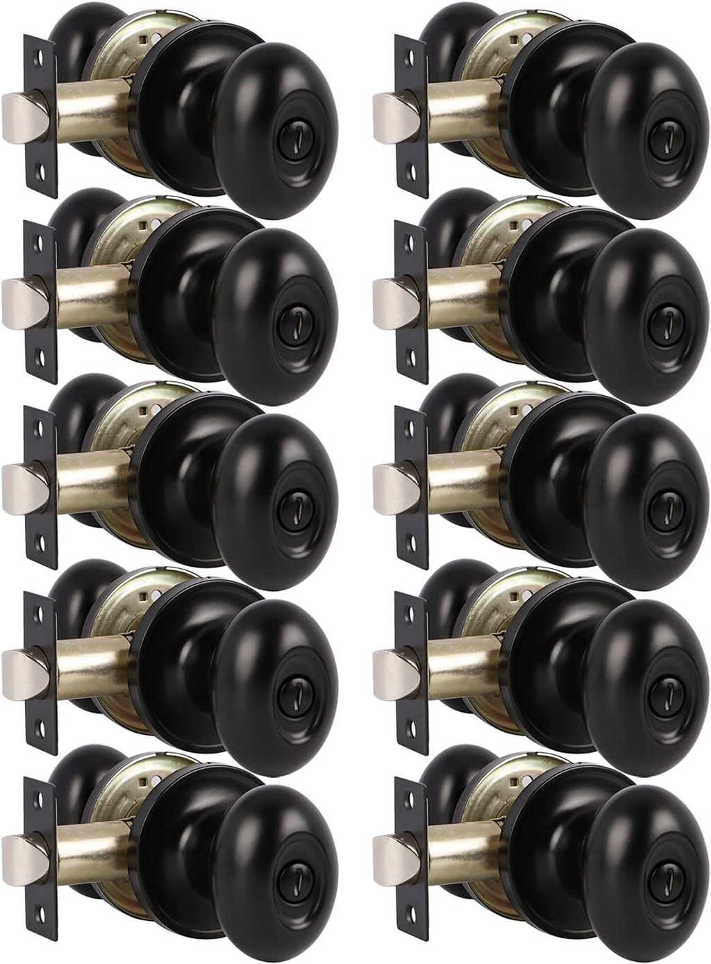 6 Pack Black Oval Privacy Door Knobs P8068