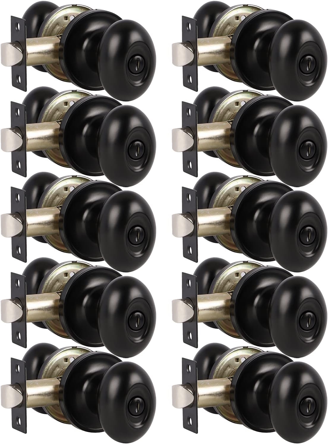 6 Pack Black Oval Privacy Door Knobs P8068