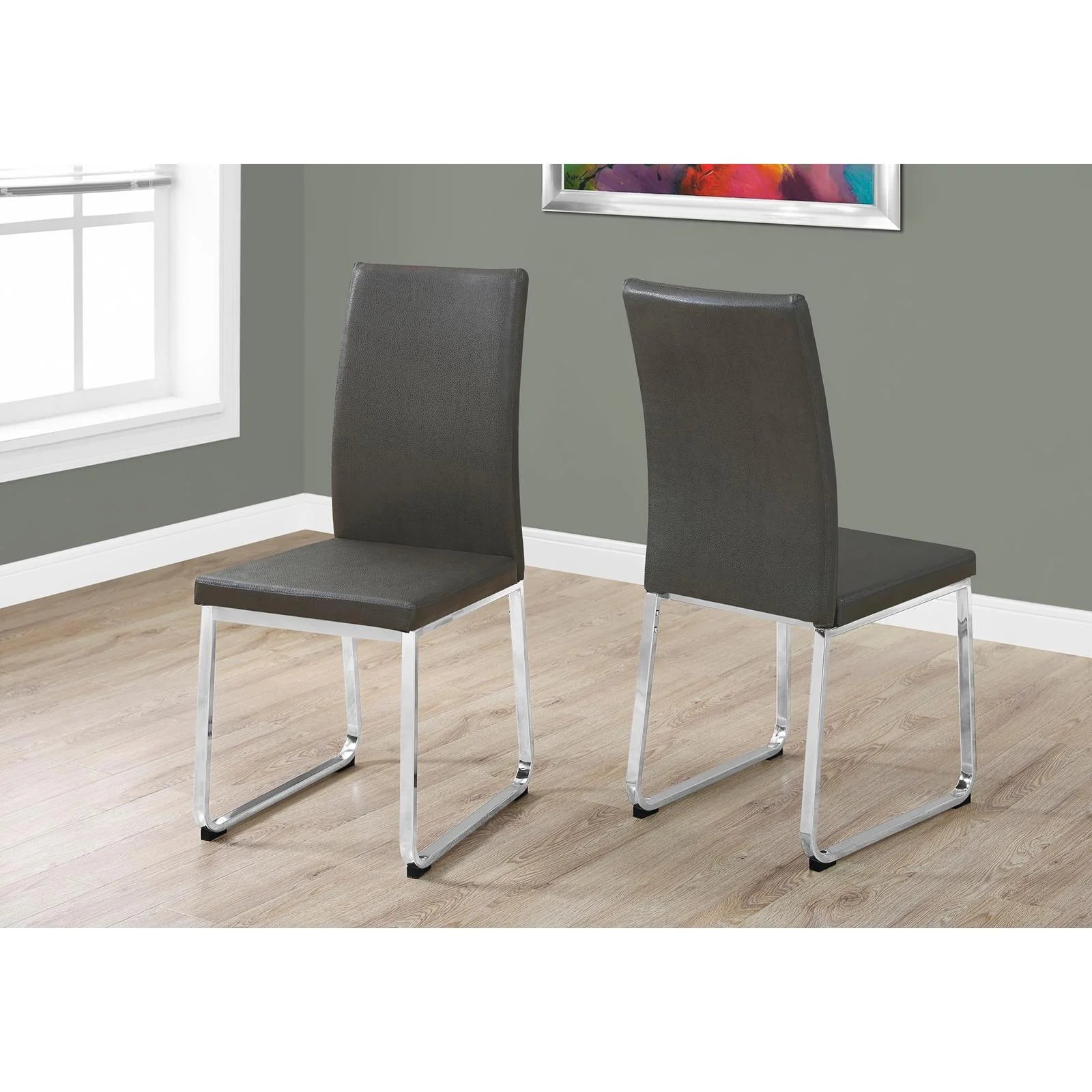 Set Of 2 Upholstered Pu Leather Dining Chairs J41958
