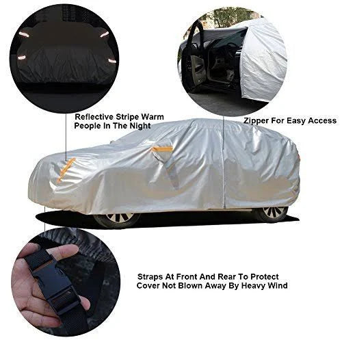 Four Layers Waterproof All Weather Car Covers with Cotton Zipper D271211